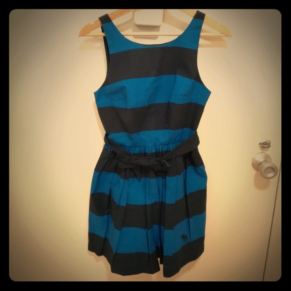 A&F Blue and Black Striped Mini Dress